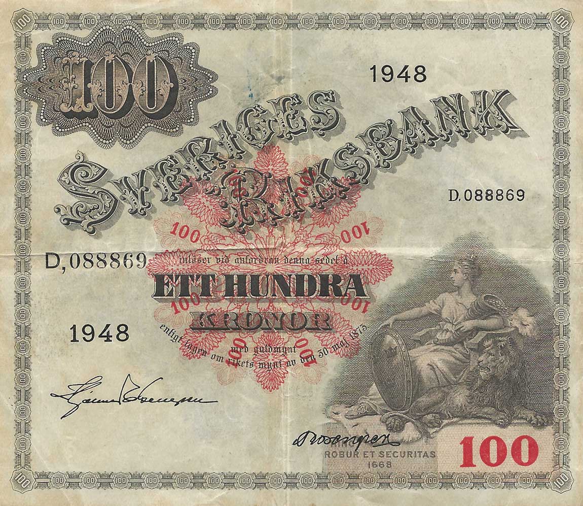 Front of Sweden p36ad: 100 Kronor from 1948