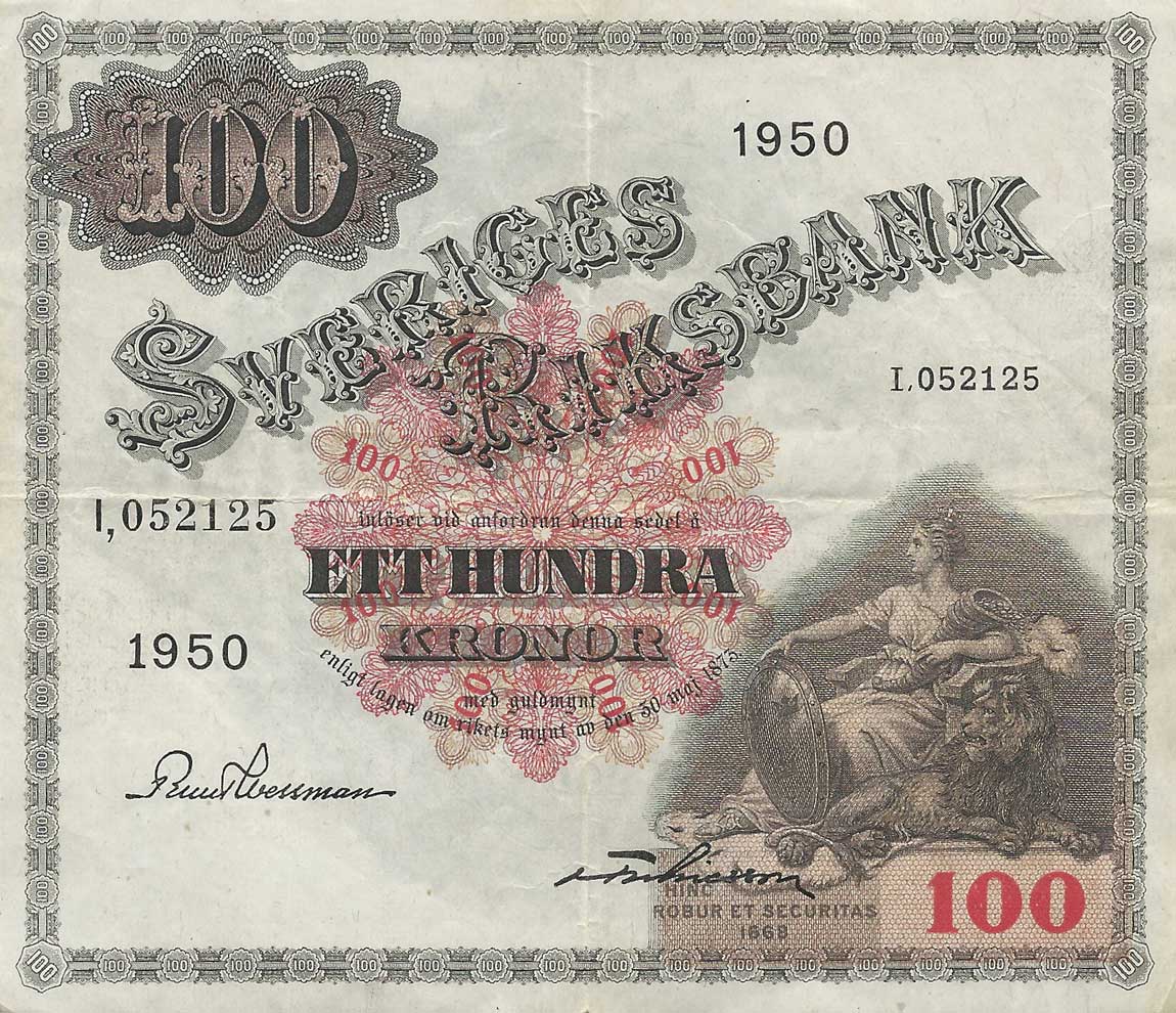 Front of Sweden p36af: 100 Kronor from 1950