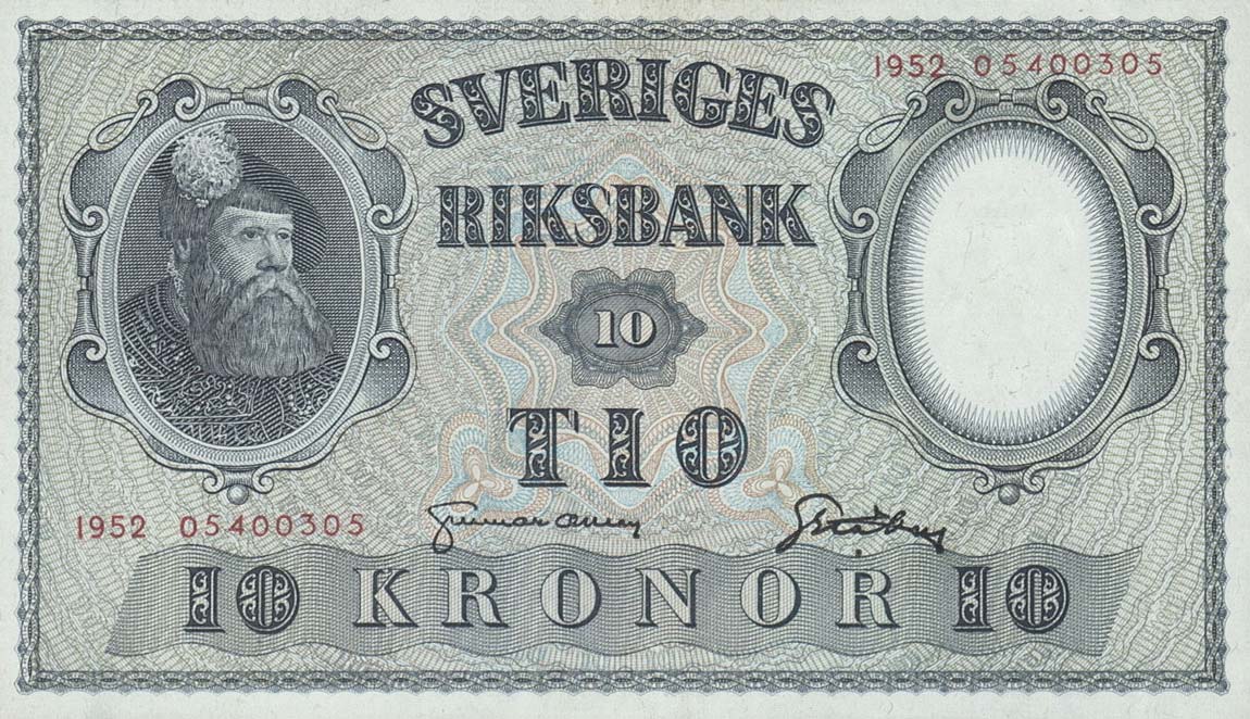 Front of Sweden p40m: 10 Kronor from 1952