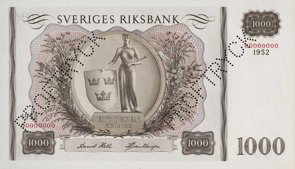 Front of Sweden p46s: 1000 Kronor from 1952