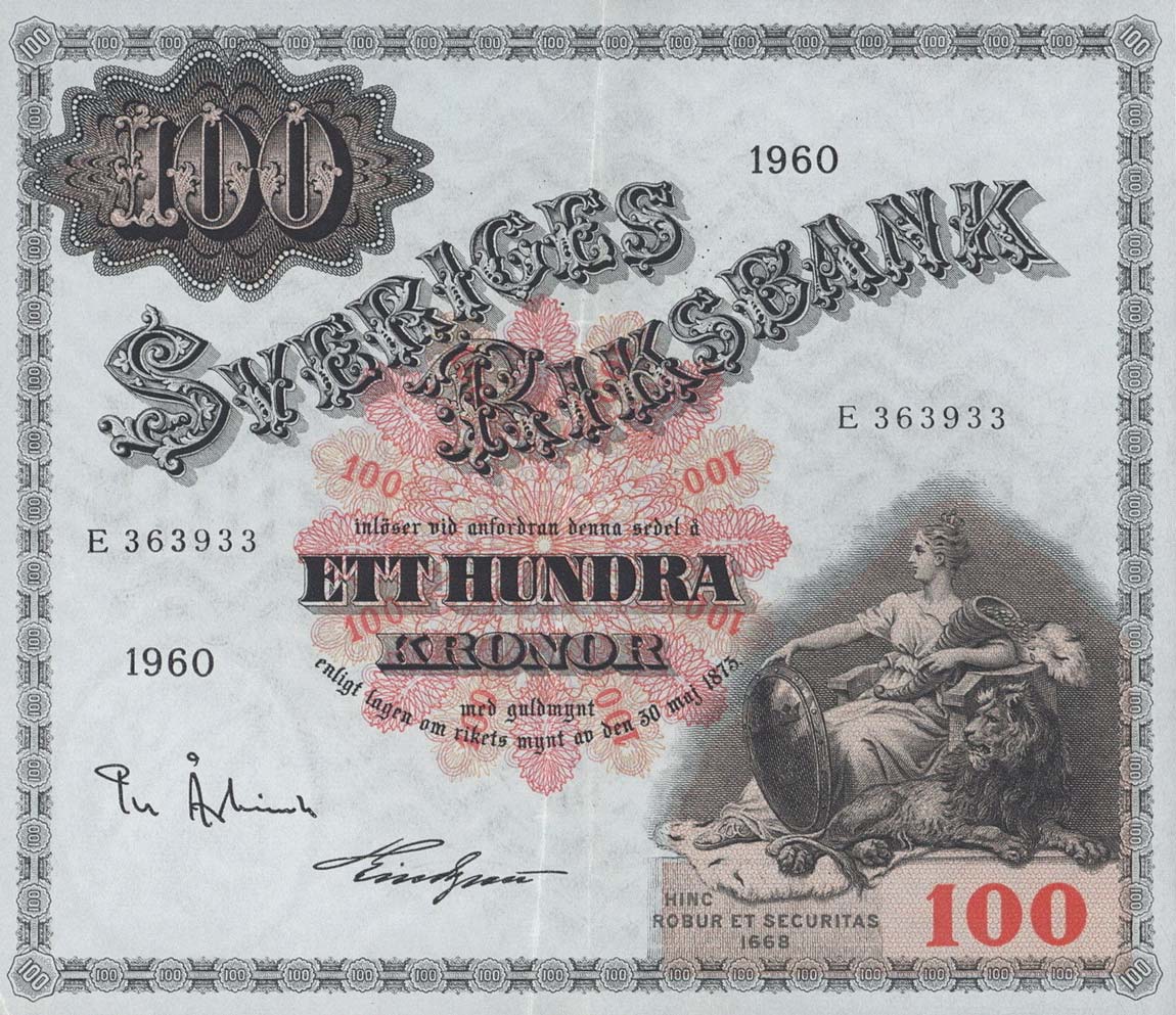 Front of Sweden p48b: 100 Kronor from 1960