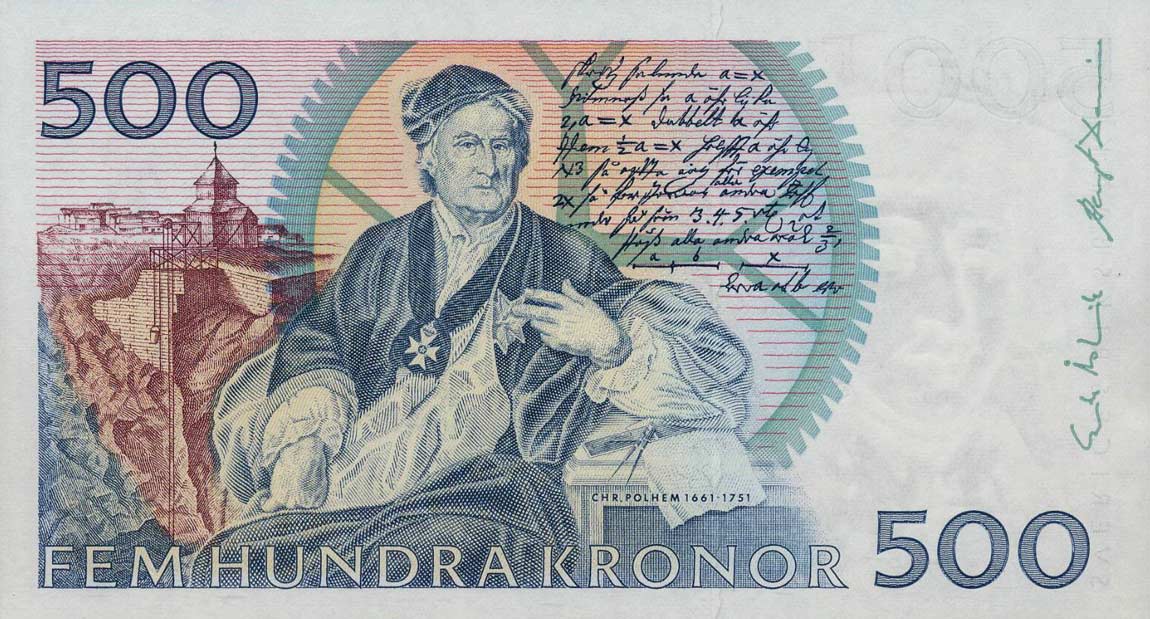 Back of Sweden p58b: 500 Kronor from 1986