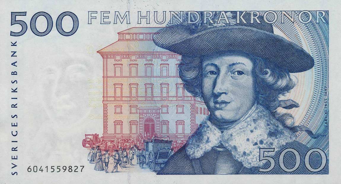 Front of Sweden p58b: 500 Kronor from 1986