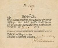 pA102b from Sweden: 16 Schilligar Banco from 1836