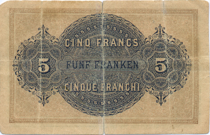Back of Switzerland p15: 5 Francs from 1914