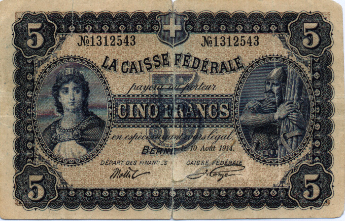 Front of Switzerland p15: 5 Francs from 1914