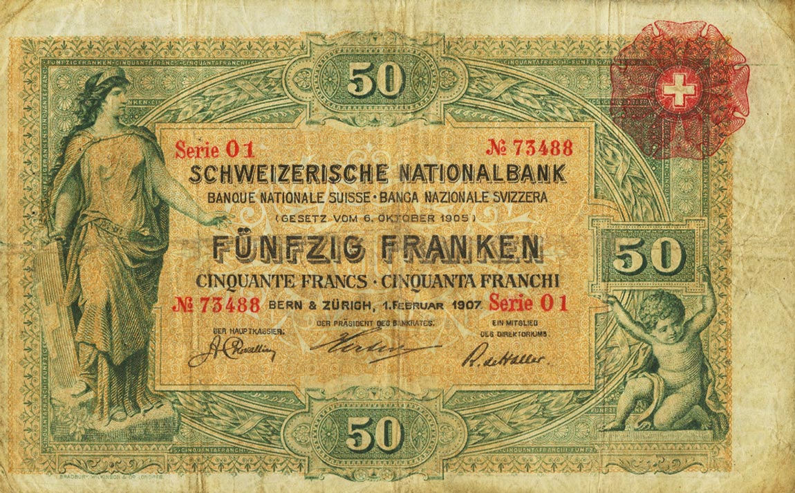Front of Switzerland p1: 50 Franken from 1907
