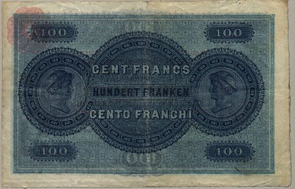 Back of Switzerland p2: 100 Franken from 1907