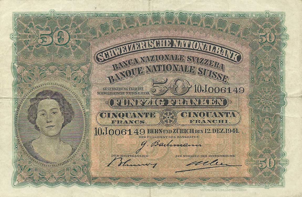 Front of Switzerland p34l: 50 Franken from 1941