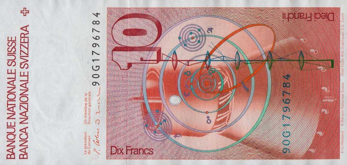 Back of Switzerland p53h: 10 Franken from 1990