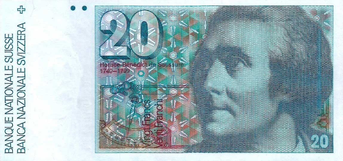 Front of Switzerland p55d: 20 Franken from 1982