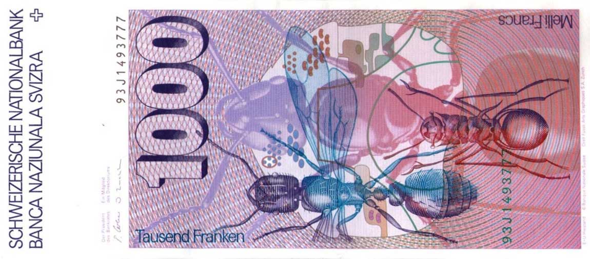 Back of Switzerland p59f: 1000 Franken from 1993