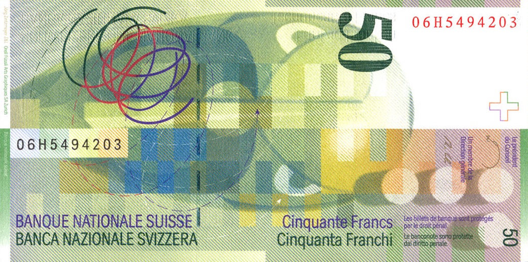 Back of Switzerland p71c: 50 Franken from 2006