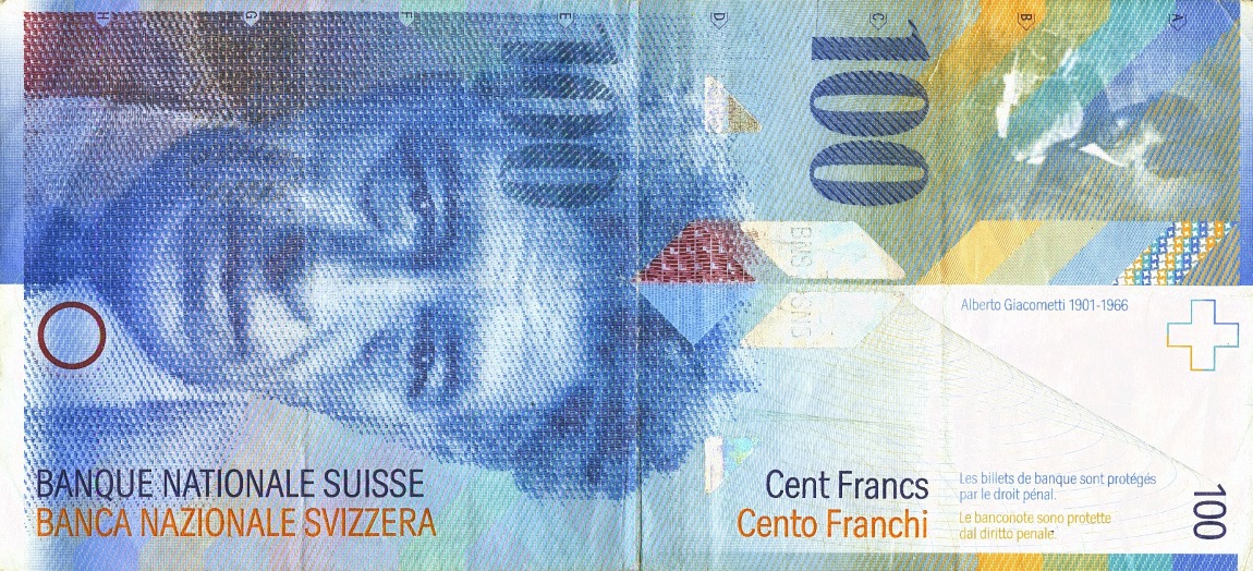 Front of Switzerland p72d: 100 Franken from 1999