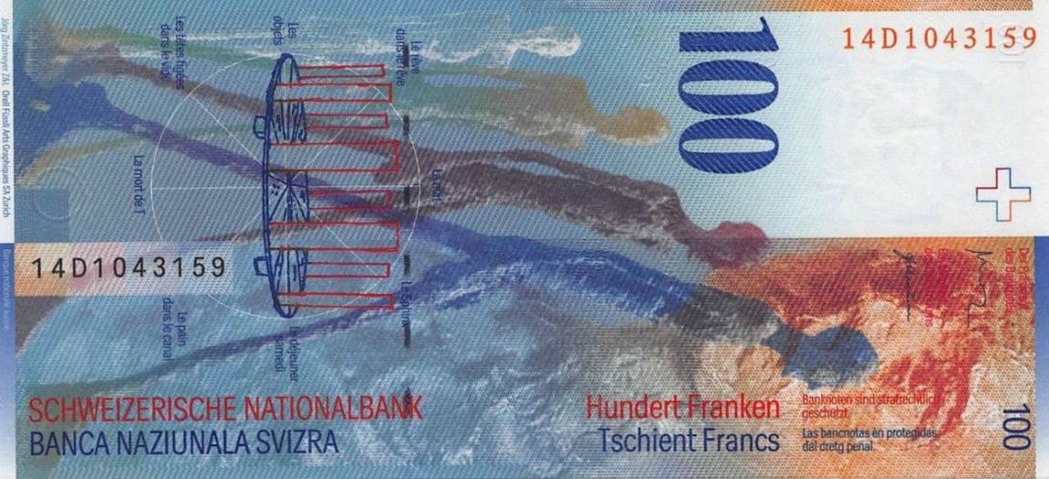 Back of Switzerland p72j: 100 Franken from 2014