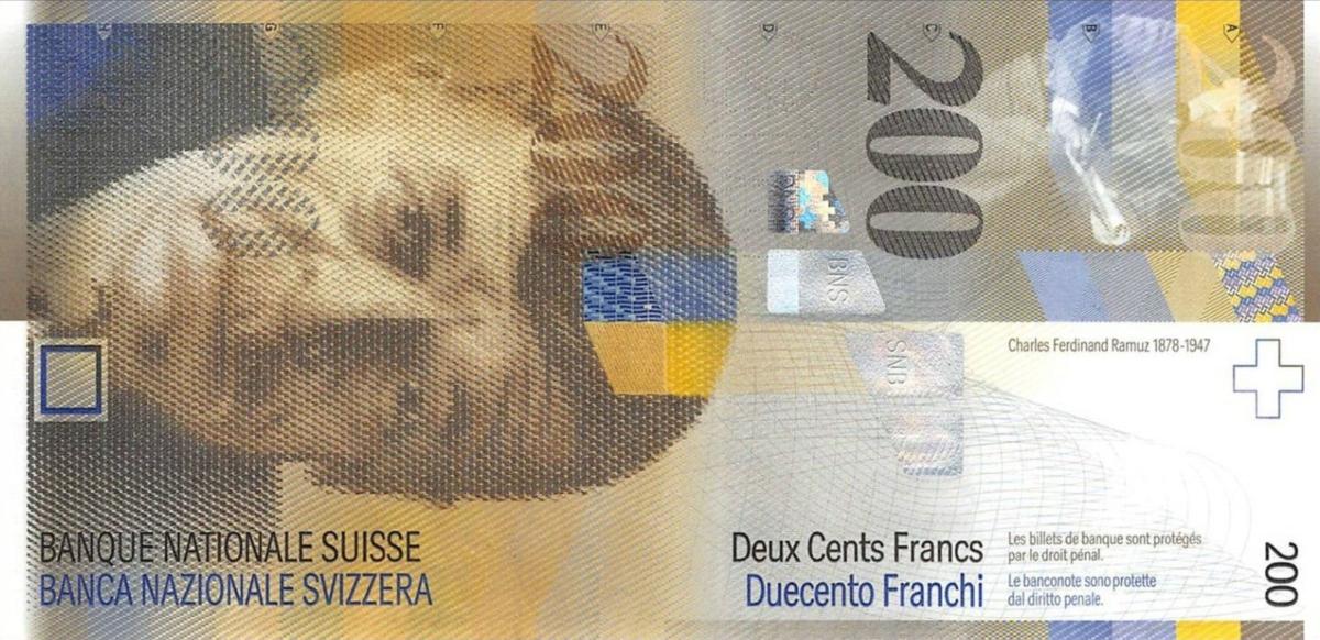 Front of Switzerland p73d: 200 Franken from 2010