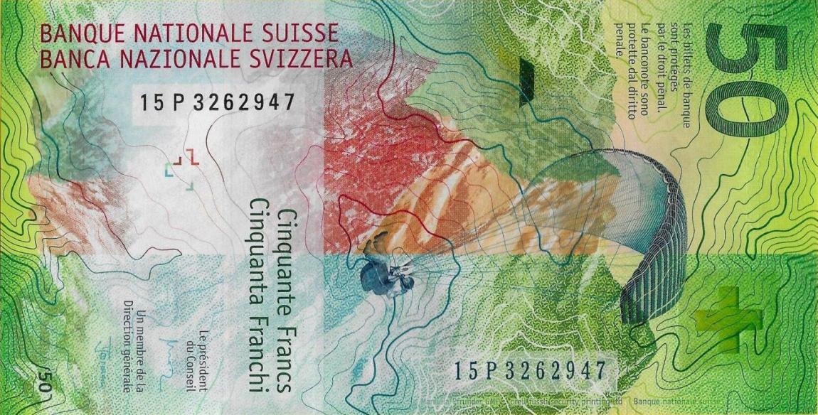 Back of Switzerland p77a: 50 Franken from 2016
