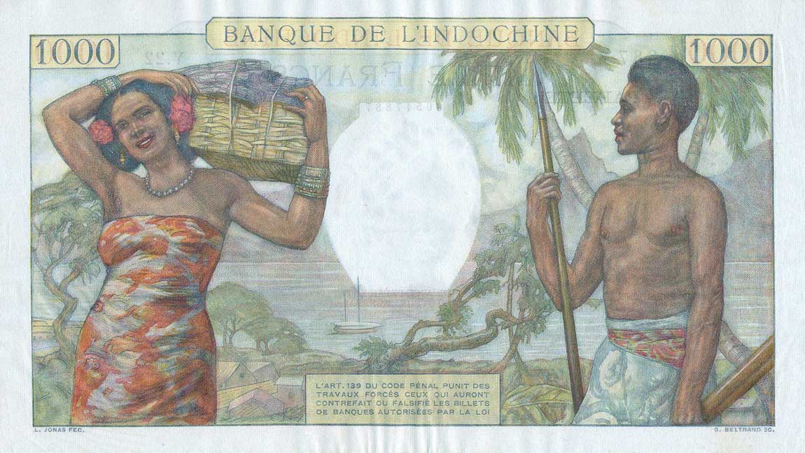 Back of Tahiti p15b: 1000 Francs from 1940
