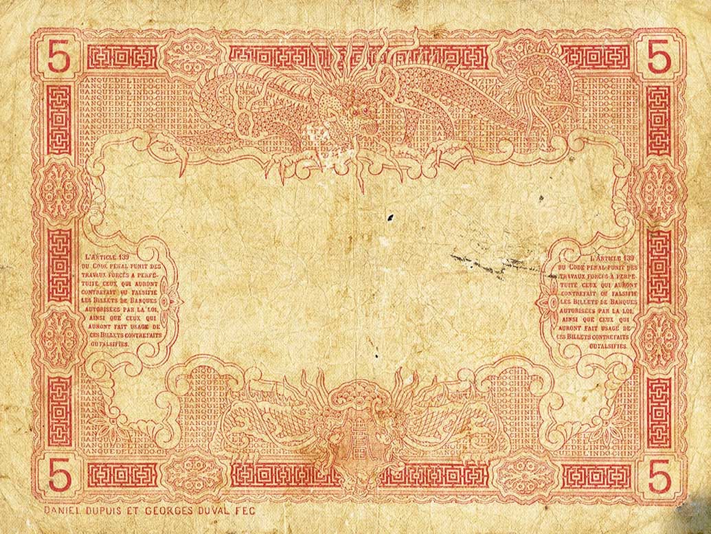 Back of Tahiti p4a: 5 Francs from 1920
