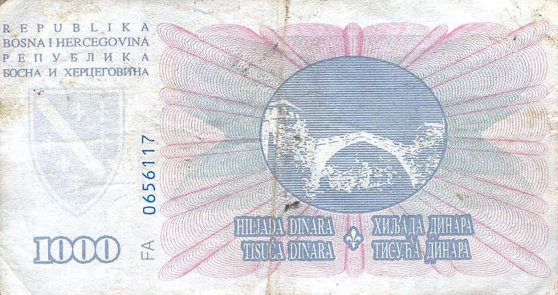 Back of Bosnia and Herzegovina p46b: 1000 Dinara from 1994