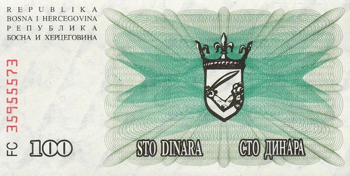 Back of Bosnia and Herzegovina p56a: 100000 Dinara from 1993