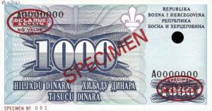 p47Cs from Bosnia and Herzegovina: 1000 Dinara from 1995