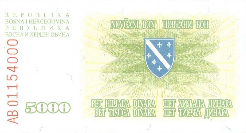 Back of Bosnia and Herzegovina p16a: 5000 Dinara from 1993