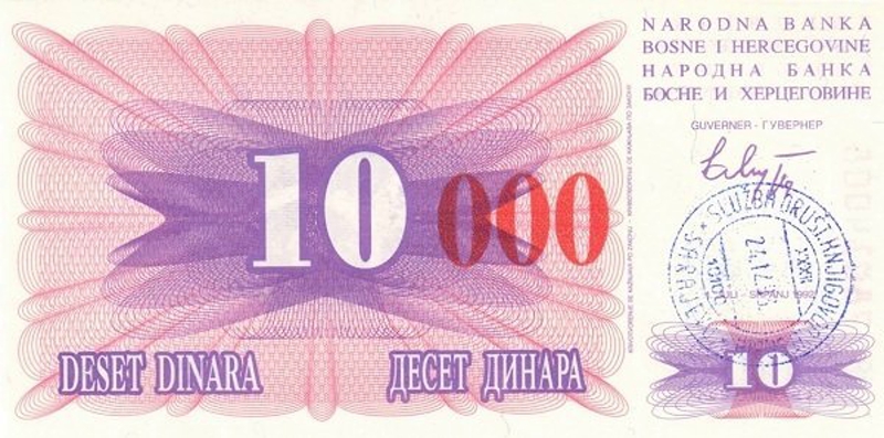 Front of Bosnia and Herzegovina p53h: 10000 Dinara from 1993