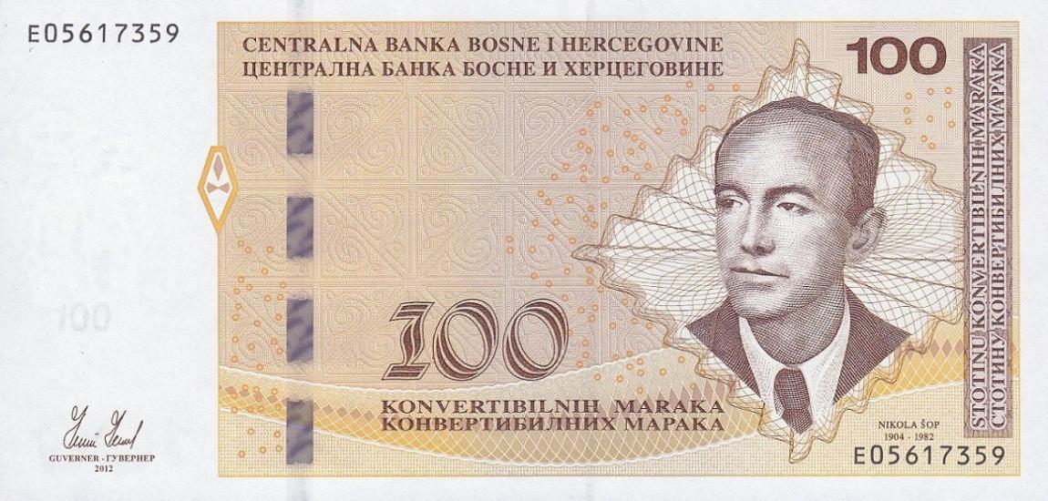 Front of Bosnia and Herzegovina p86a: 100 Convertible Maraka from 2012