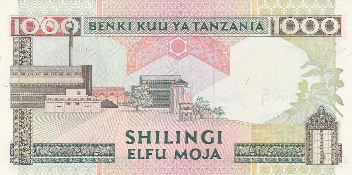 Back of Tanzania p27a: 1000 Shilingi from 1993