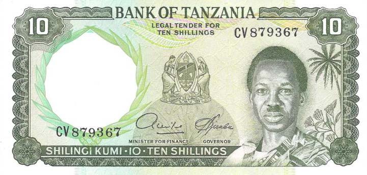 Front of Tanzania p2d: 10 Shillings from 1966