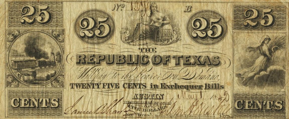 Front of Texas p32: 25 Cents from 1842