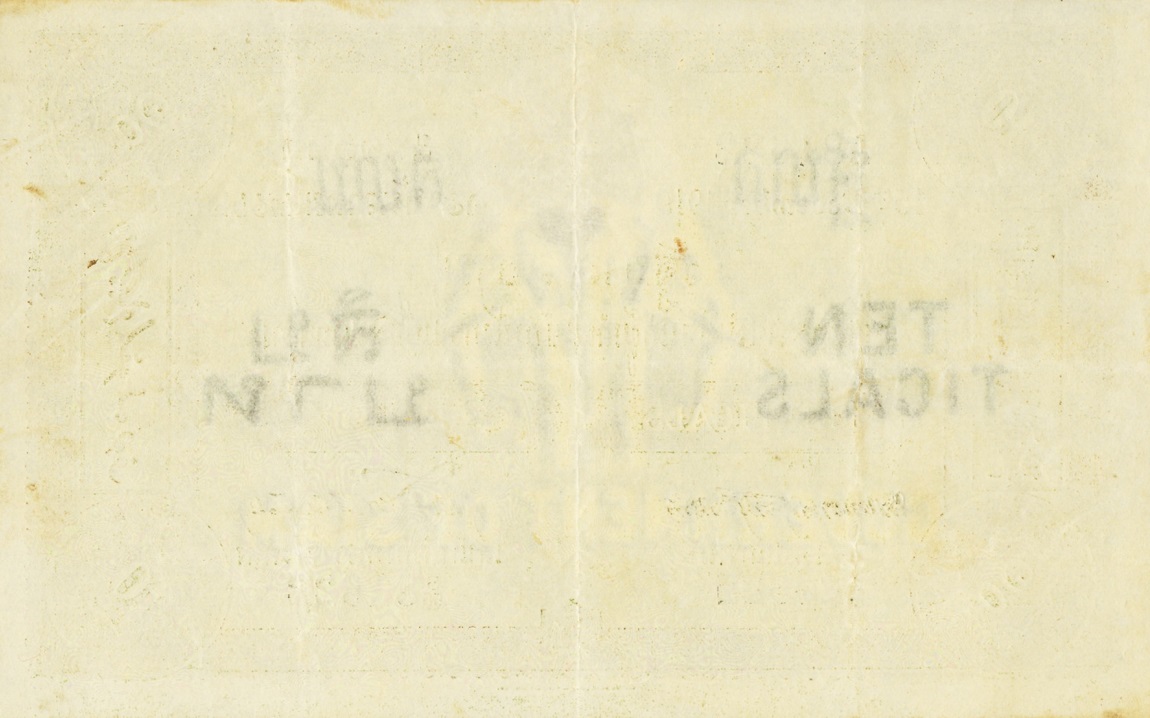 Back of Thailand p10c: 10 Ticals from 1913