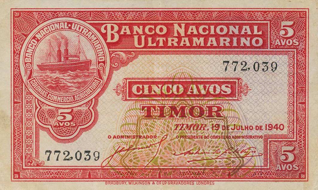 Front of Timor p12: 5 Avos from 1940