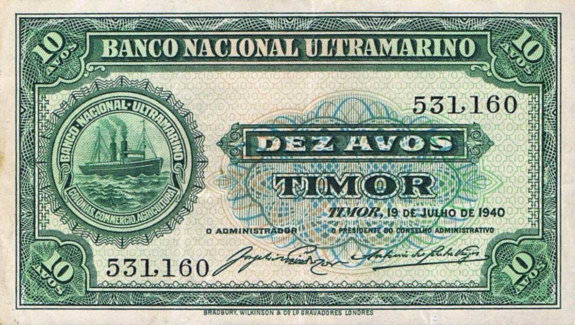 Front of Timor p13: 10 Avos from 1940
