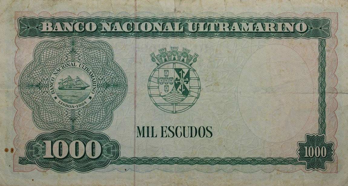 Back of Timor p30a: 1000 Escudos from 1968