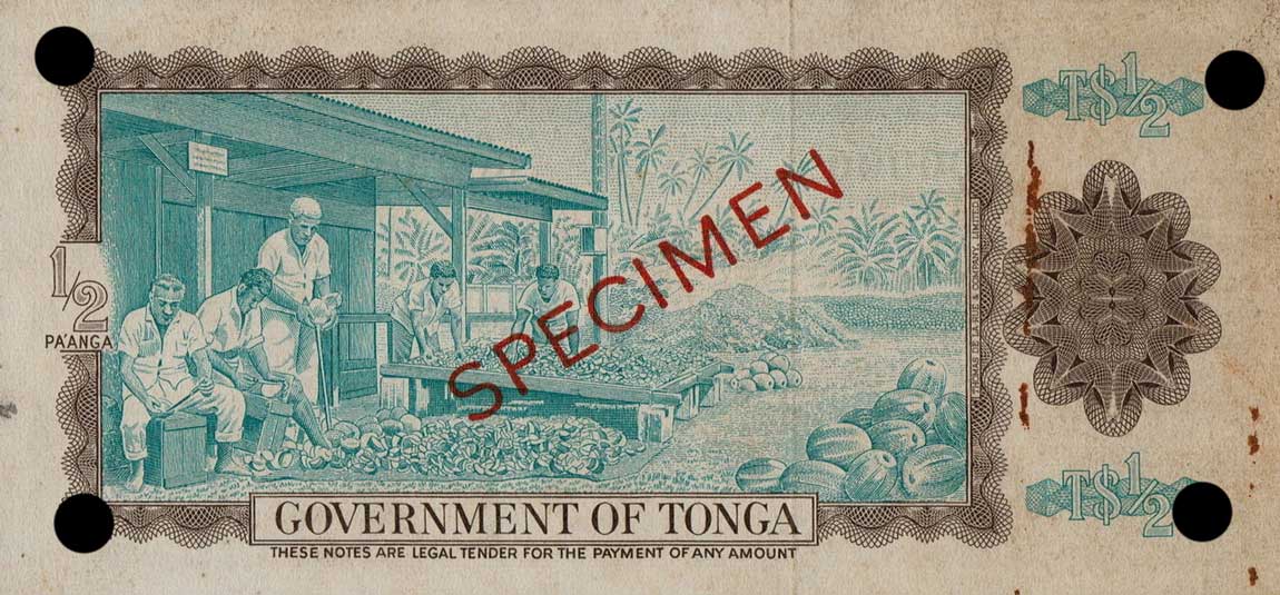 Back of Tonga p13s: 0.5 Pa'anga from 1967