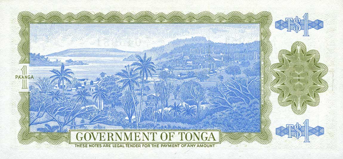Back of Tonga p14b: 1 Pa'anga from 1967