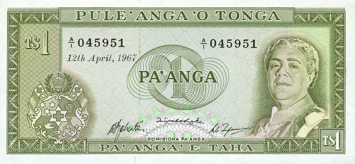 Front of Tonga p14b: 1 Pa'anga from 1967