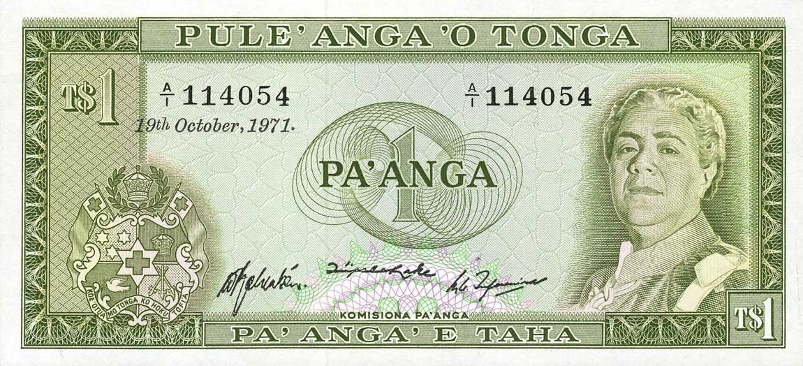 Front of Tonga p14d: 1 Pa'anga from 1971