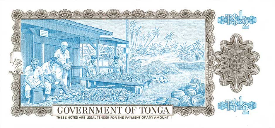 Back of Tonga p18a: 0.5 Pa'anga from 1974