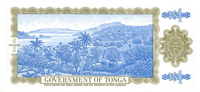 Back of Tonga p19b: 1 Pa'anga from 1974