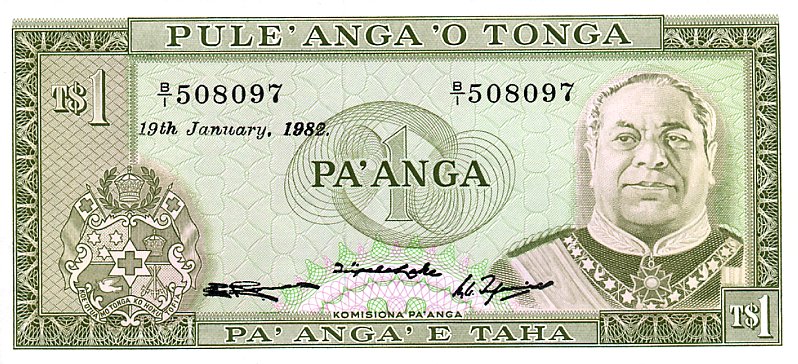 Front of Tonga p19b: 1 Pa'anga from 1974