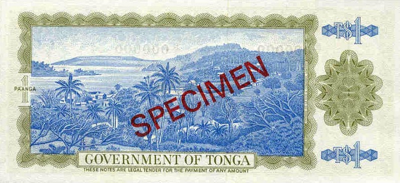 Back of Tonga p19s: 1 Pa'anga from 1973
