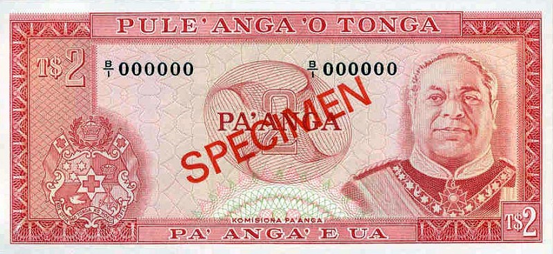 Front of Tonga p20s: 2 Pa'anga from 1974