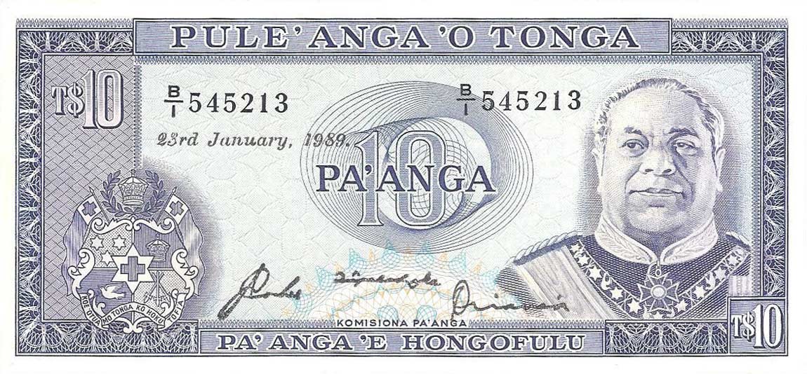 Front of Tonga p22c: 10 Pa'anga from 1981