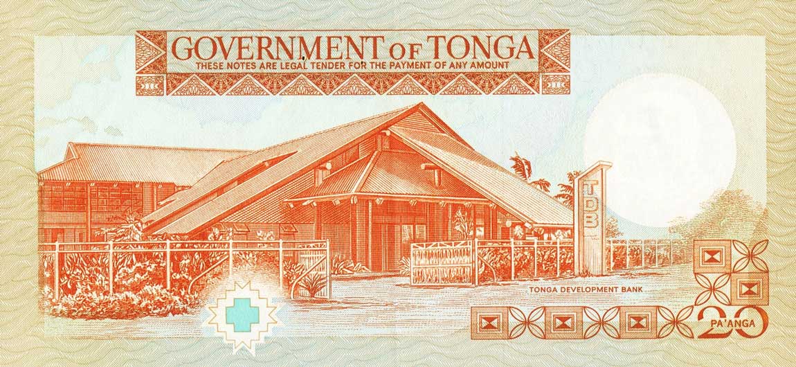 Back of Tonga p23b: 20 Pa'anga from 1985