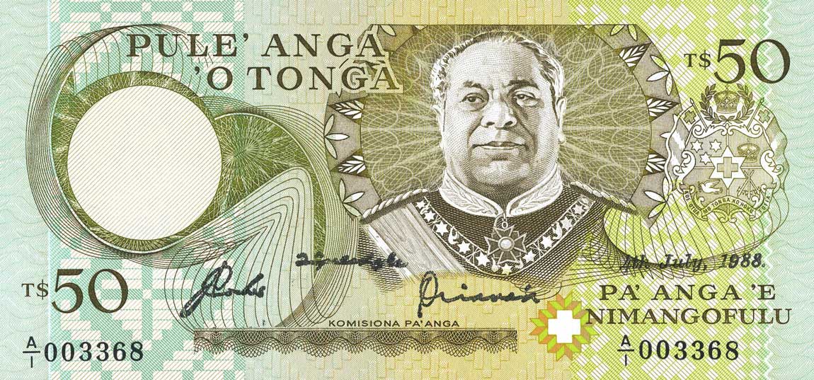 Front of Tonga p24a: 50 Pa'anga from 1988