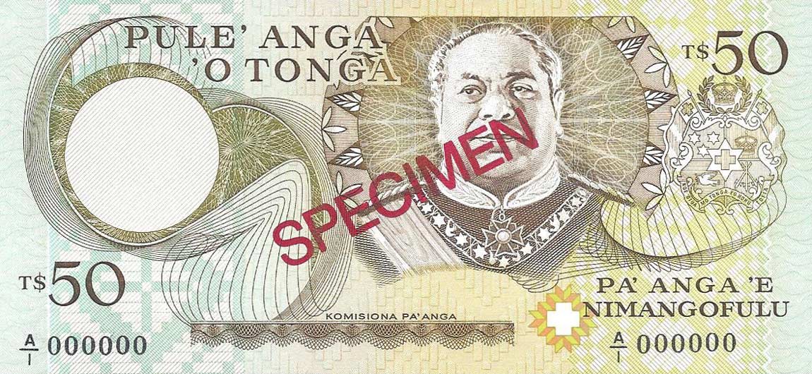 Front of Tonga p24s: 50 Pa'anga from 1988