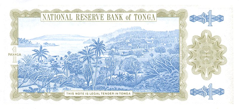 Back of Tonga p25: 1 Pa'anga from 1992